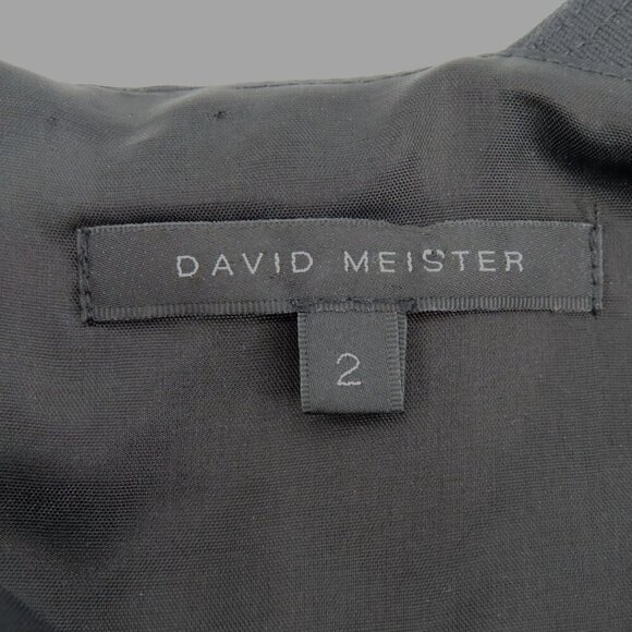 David Meister Womens 2 Black V Neck Sleeveless Sheath Cocktail Dress Rhinestone - Picture 6 of 10